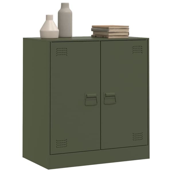 vidaXL skænk 67x39x73 cm stål olivengrøn