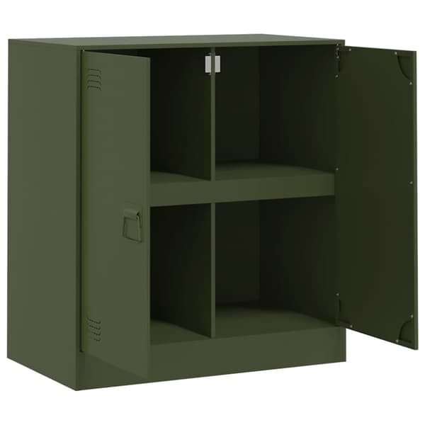 vidaXL skænk 67x39x73 cm stål olivengrøn