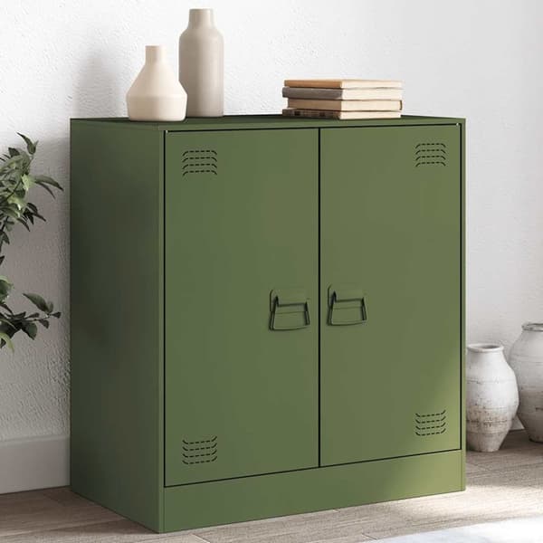 vidaXL skænk 67x39x73 cm stål olivengrøn