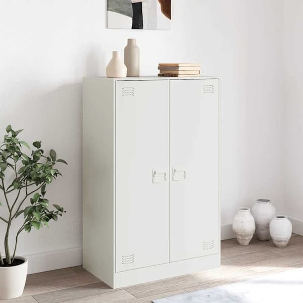 vidaXL Skänk vit 67x39x107 cm stål
