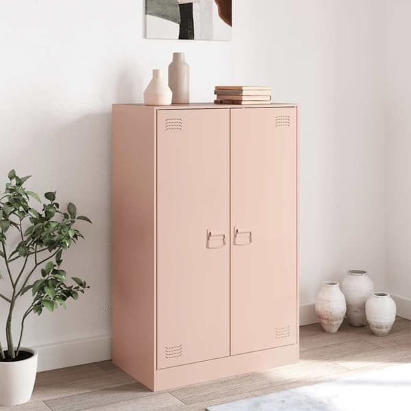 vidaXL Skänk rosa 67x39x107 cm stål