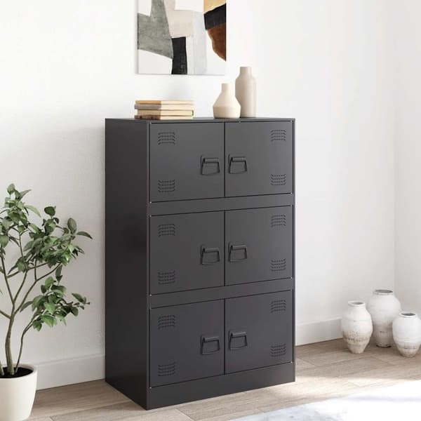 vidaXL Skänk svart 67x39x107 cm stål