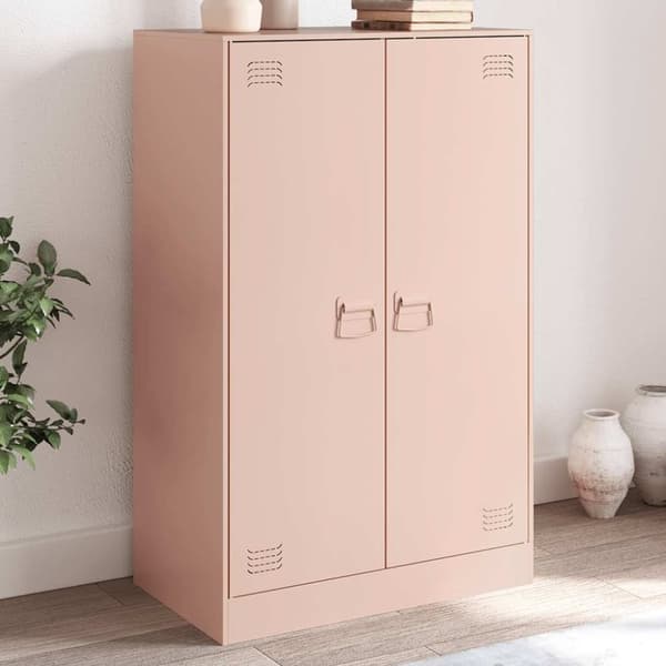 vidaXL skab 67x39x107 cm stål lyserød
