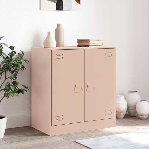 vidaXL Skänk rosa 67x39x73 cm stål
