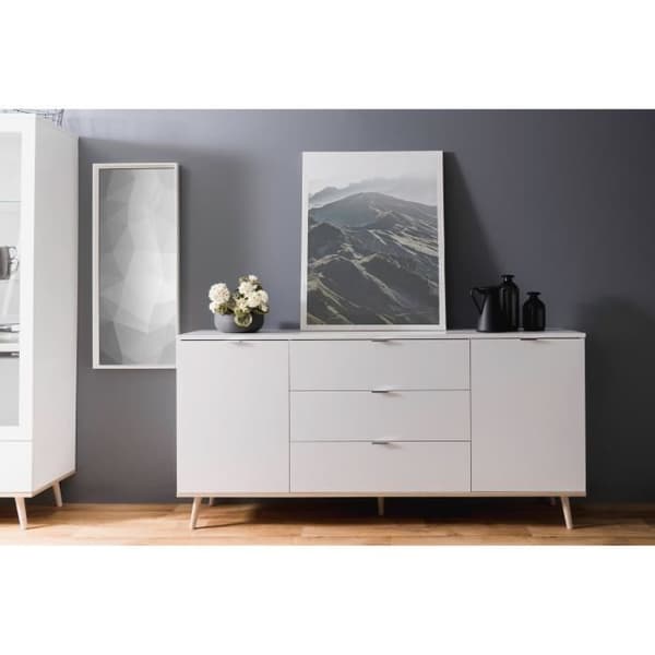 GÖTEBORG Låg skänk - Skandinavisk stil - Ek och vit dekor - L 180 cm