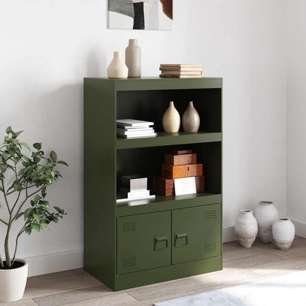 vidaXL skab 67x39x107 cm stål olivengrøn