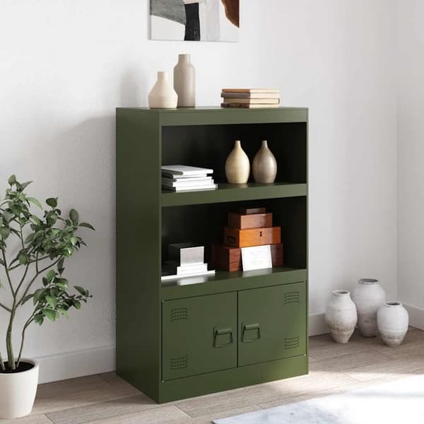 vidaXL Skjenk olivengrønn 67x39x107 cm stål