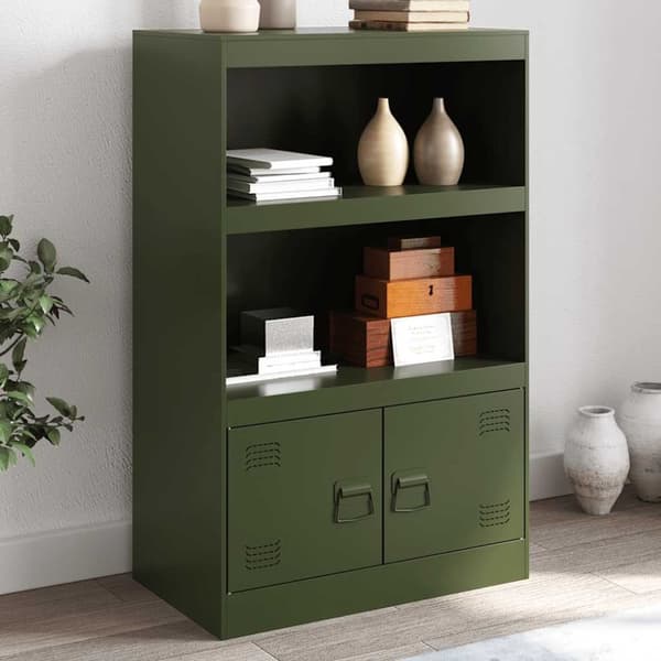 vidaXL Skjenk olivengrønn 67x39x107 cm stål