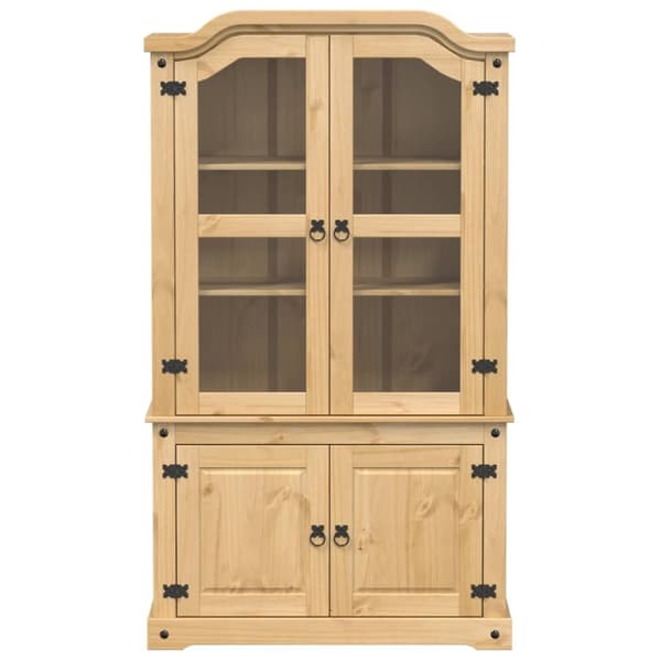 vidaXL glasskab Corona 103,5x42x180 cm massivt fyrretræ