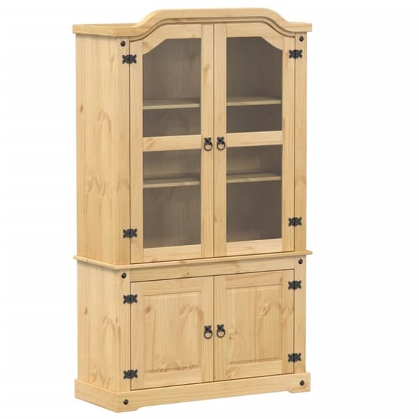vidaXL glasskab Corona 103,5x42x180 cm massivt fyrretræ