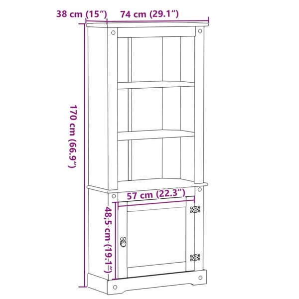 vidaXL Högskåp Corona 74x38x170 cm massiv furu