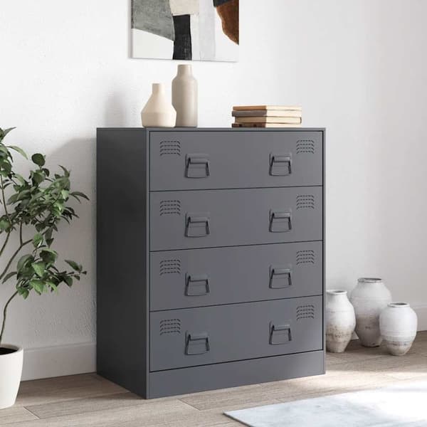 vidaXL skænk 67x39x83 stål antracitgrå