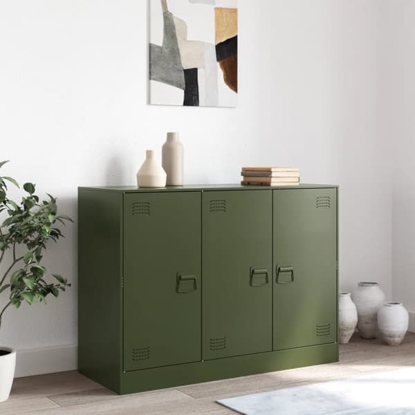 vidaXL Skänk olivgrön 99x39x73 cm stål