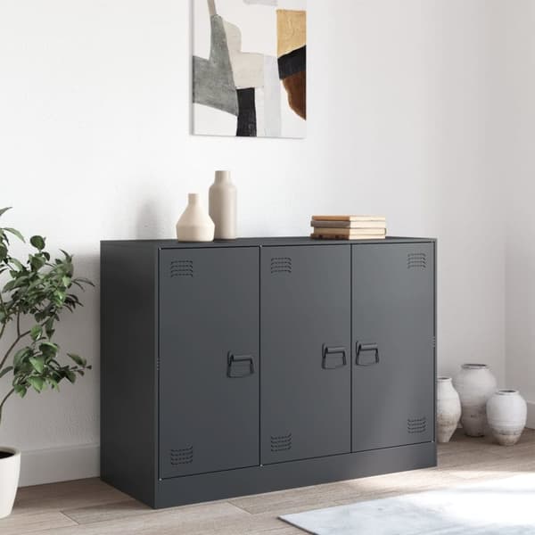 vidaXL skænk 99x39x73 cm stål antracitgrå