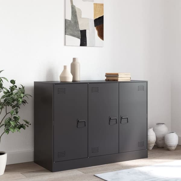 vidaXL skænk 99x39x73 cm stål sort