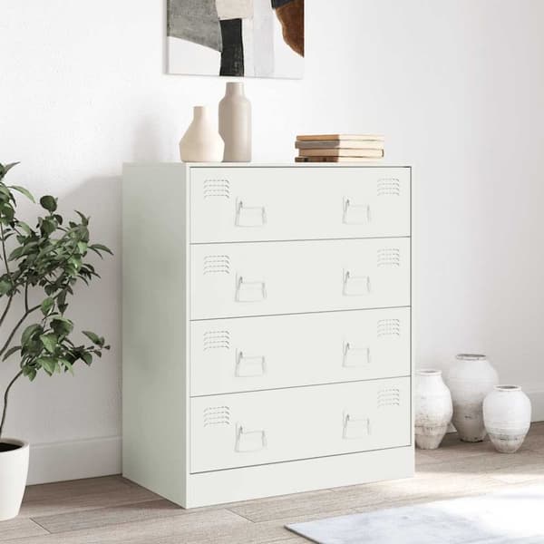 vidaXL skænk 67x39x83 cm stål hvid