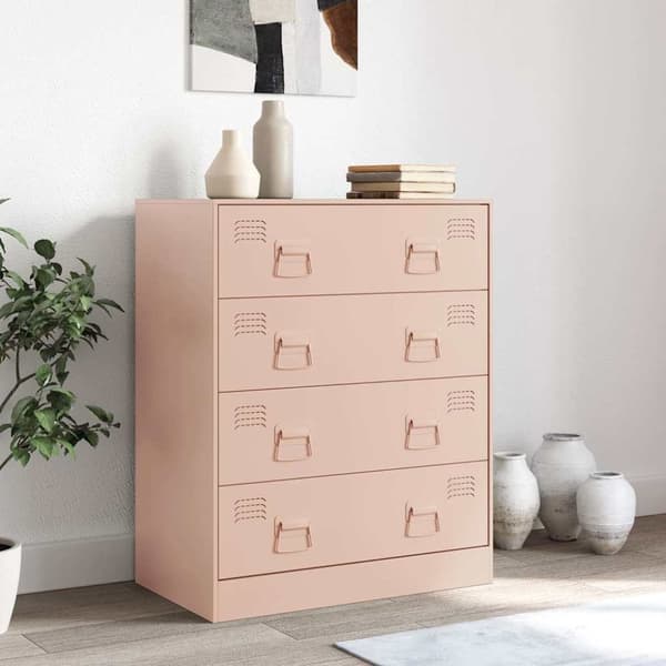 vidaXL skænk 67x39x83 cm stål lyserød
