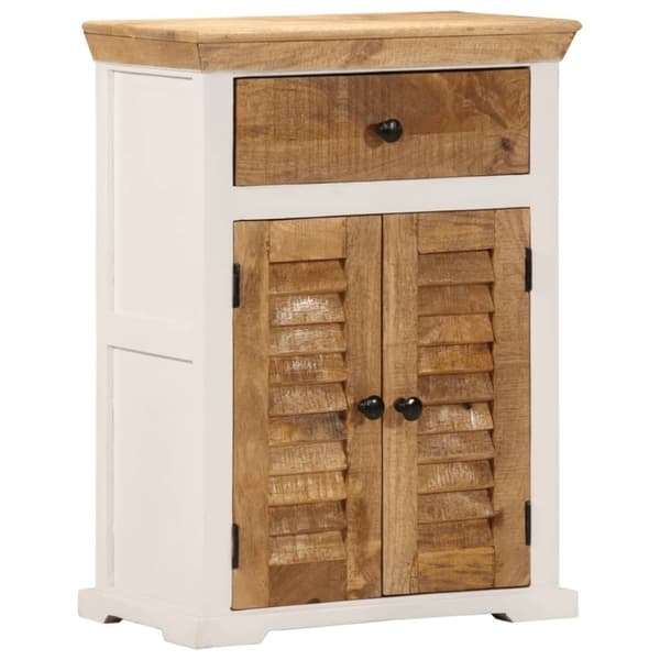 vidaXL Skänk vit och brun 55x30x73 cm massivt grovt mangoträ vidaXL Skänk vit och brun 55x30x73 cm massivt grovt mangoträ