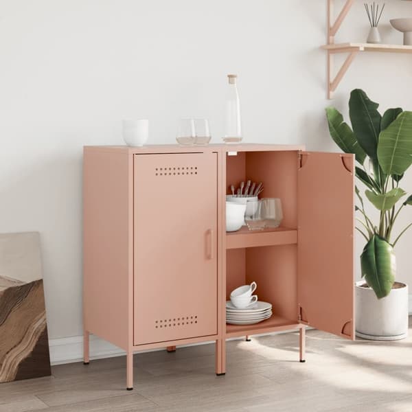 vidaXL Skänk 2 st rosa 36x39x79 cm kallvalsat stål