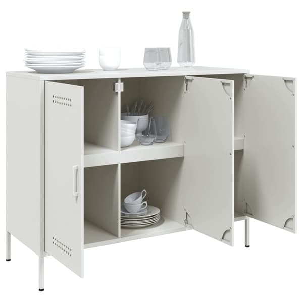 vidaXL Skjenk hvit 100,5x39x79 cm stål