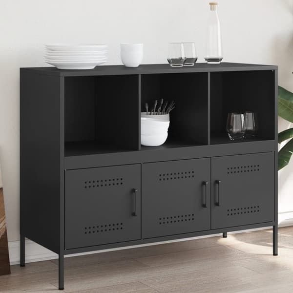 vidaXL Senkki musta 100,5x39x79 cm teräs