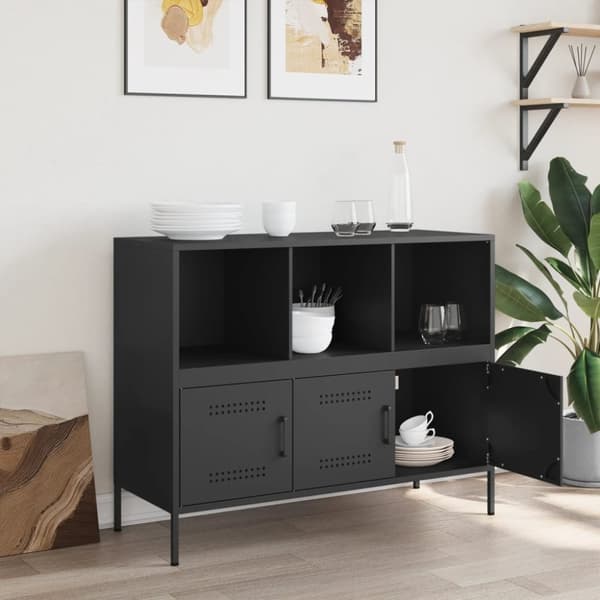 vidaXL Skjenk svart 100,5x39x79 cm stål