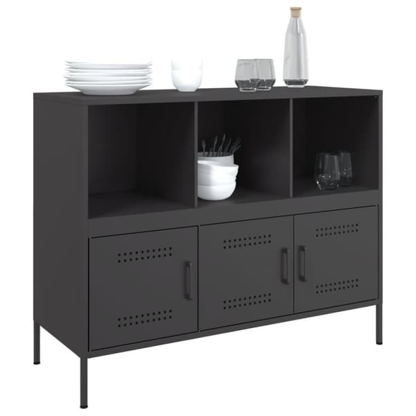 vidaXL Skjenk svart 100,5x39x79 cm stål