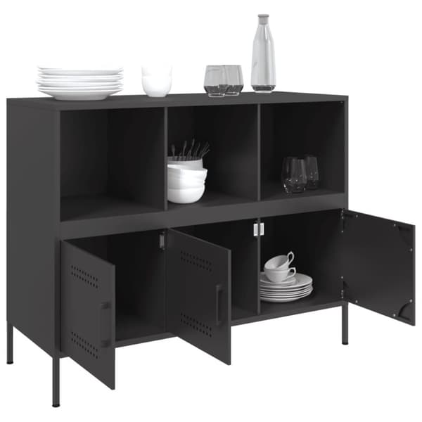 vidaXL Skjenk svart 100,5x39x79 cm stål