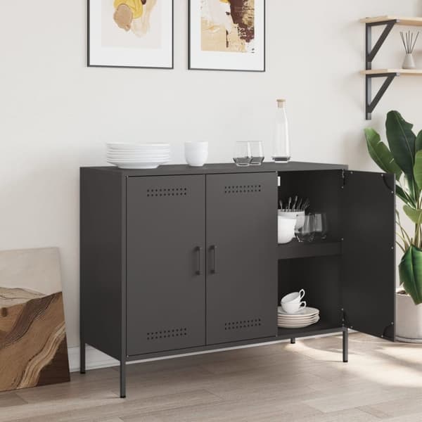 vidaXL Skåp svart 100,5x39x79 cm stål