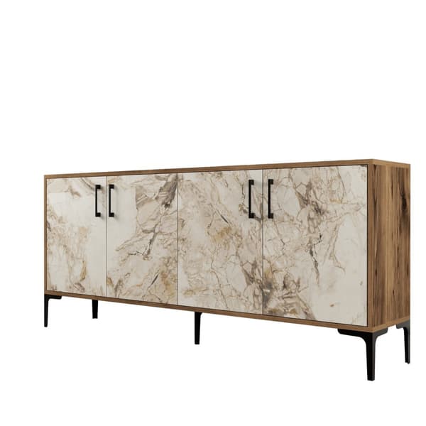 Chic Home Kaisa senkki 180x35xK78 cm, ruskea/valkoinen
