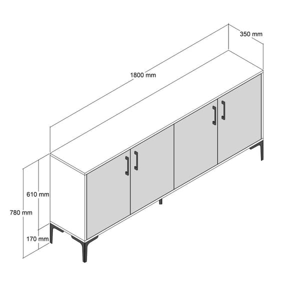Chic Home Kaisa senkki 180x35xK78 cm, ruskea/valkoinen