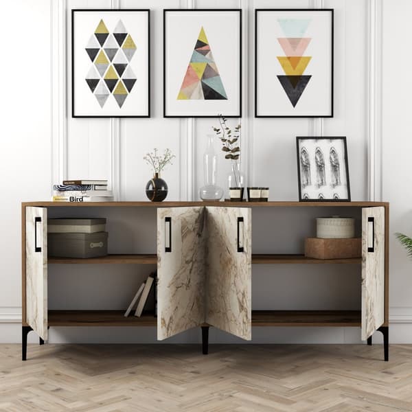 Chic Home Kaisa senkki 180x35xK78 cm, ruskea/valkoinen