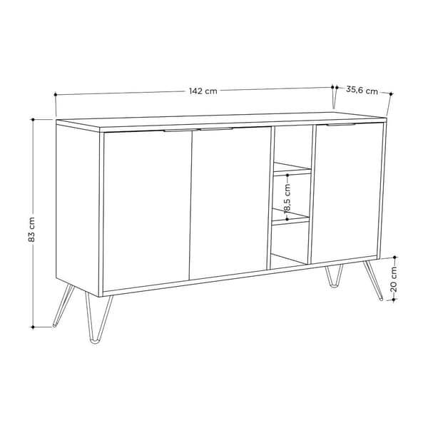 Chic Home Kalle senkki 142x36xK83 cm, vaaleanruskea/harmaa