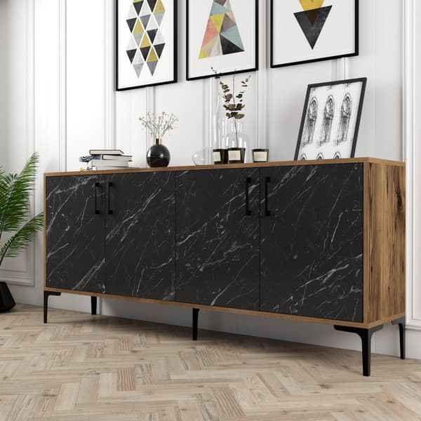 Chic Home Kim senkki 180x35xK78 cm, tummanruskea/musta