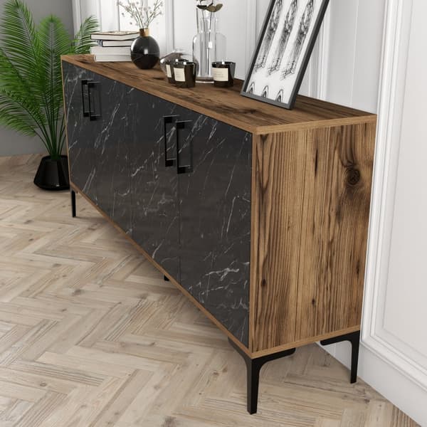 Chic Home Kim senkki 180x35xK78 cm, tummanruskea/musta