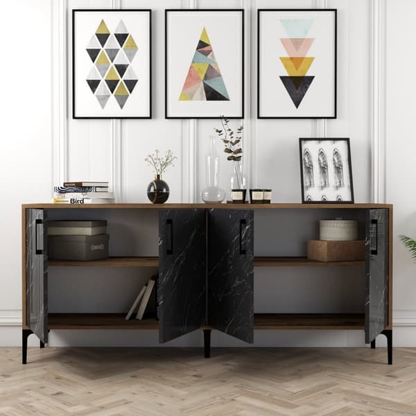 Chic Home Kim senkki 180x35xK78 cm, tummanruskea/musta