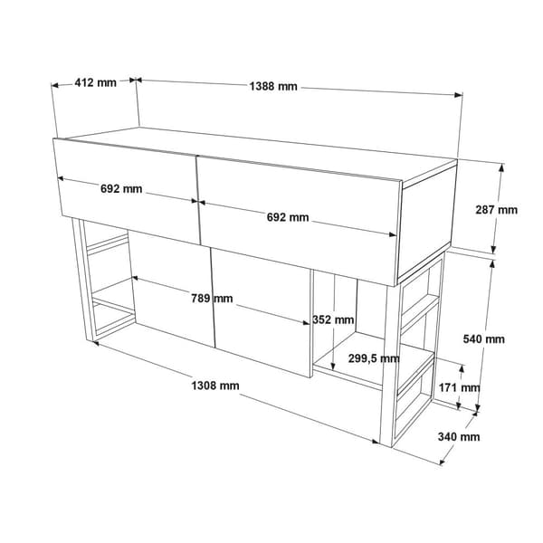 Chic Home Manta senkki 44x139xK84 cm, ruskea/musta