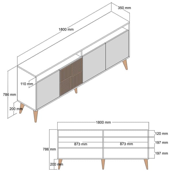 Chic Home Miina senkki 180x35xK79 cm, ruskea/musta