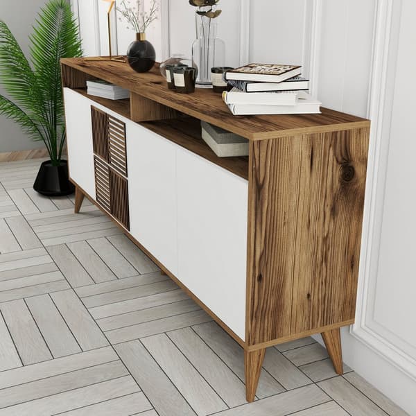 Chic Home Miina senkki 180x35xK79 cm, tummanruskea/valkoinen