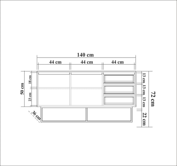 Chic Home Roosa senkki 140x36xK72 cm, tummanruskea/musta