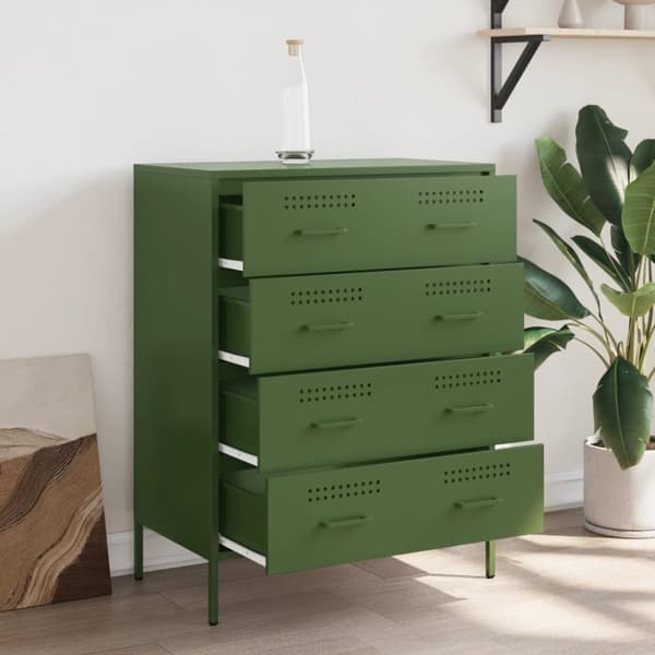 vidaXL Skjenk olivengrønn 68x39x89 cm stål