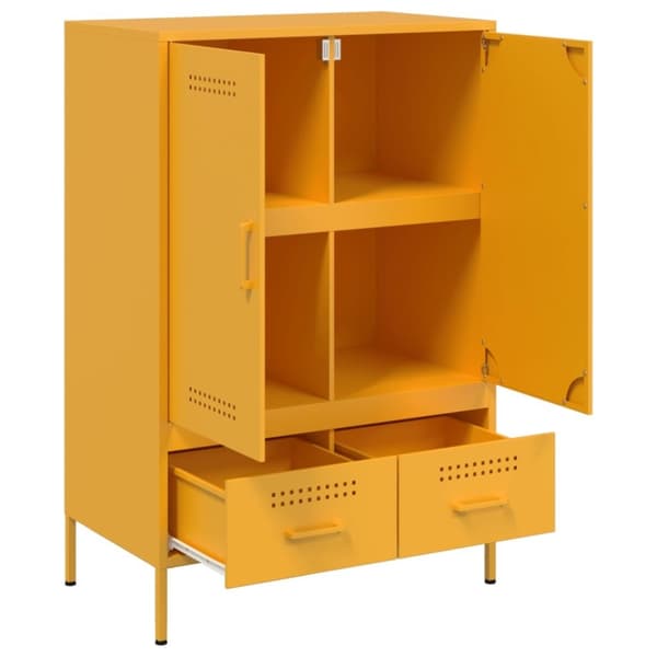 vidaXL Highboard sennepsgul 68x39x101,5 cm stål