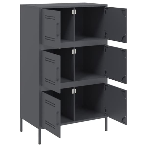 vidaXL Highboard antrasitt 68x39x113 cm stål