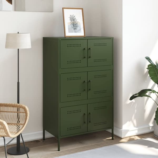 vidaXL Högskåp olivgrön 68x39x113 cm stål