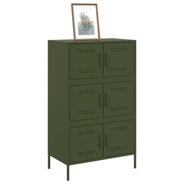 vidaXL Högskåp olivgrön 68x39x113 cm stål