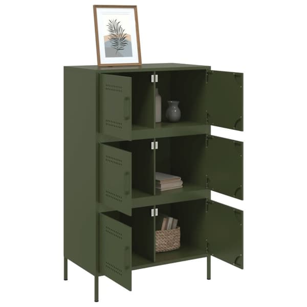 vidaXL Högskåp olivgrön 68x39x113 cm stål