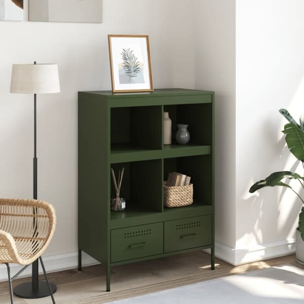 vidaXL Highboard olivengrønn 68x39x101,5 cm stål