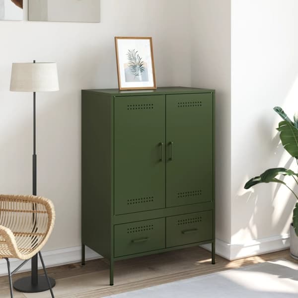 vidaXL Highboard olivengrønn 68x39x101,5 cm stål