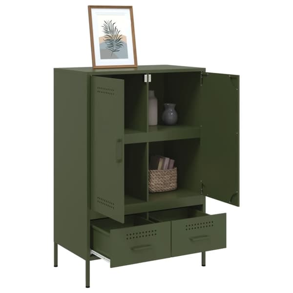 vidaXL Highboard olivengrønn 68x39x101,5 cm stål