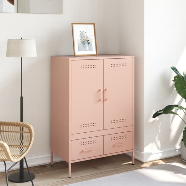 vidaXL Högskåp rosa 68x39x101,5 cm kallvalsat stål